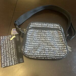 Retro LeSportsac Black & White Logo Crossbody Bag